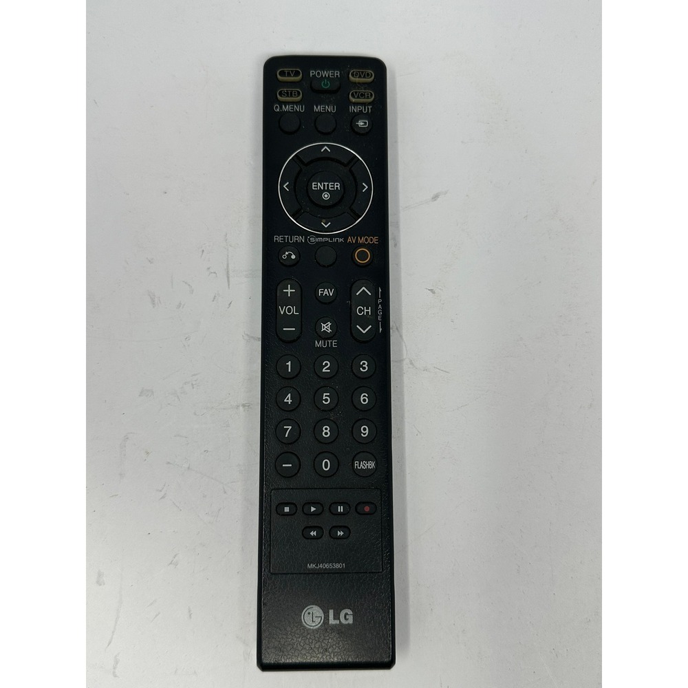 LG MKJ40653801 Remote Control TV DVD STB VCR Simplink Black Replacement B0